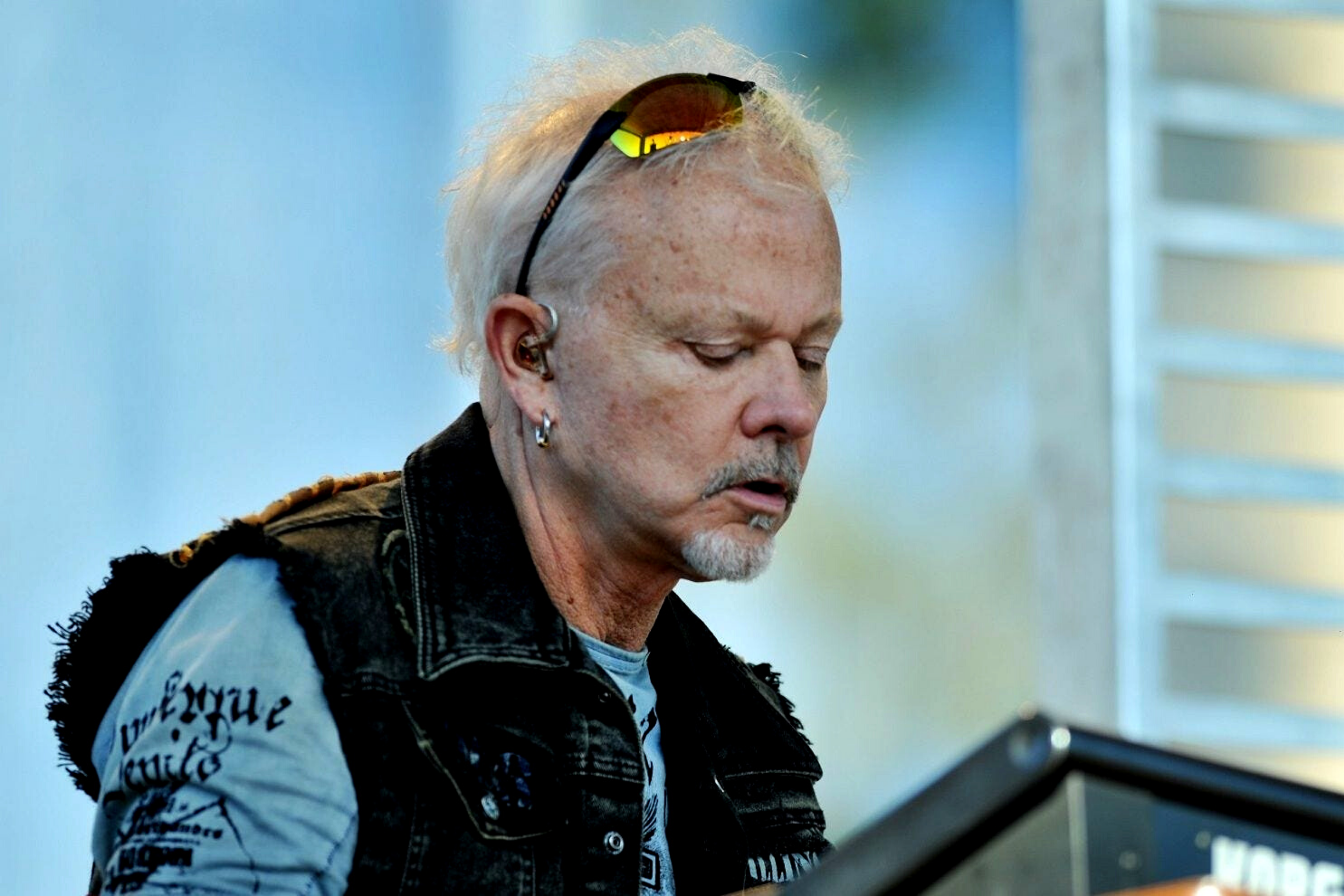 Neal Doughty plays his keyboards for a concert.